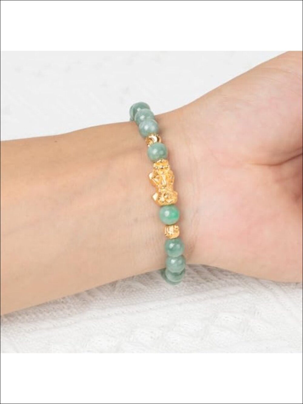 Natural Green Jade Stretch Bracelet Feng Shui Wealth Attractor - Picture 3 of 4